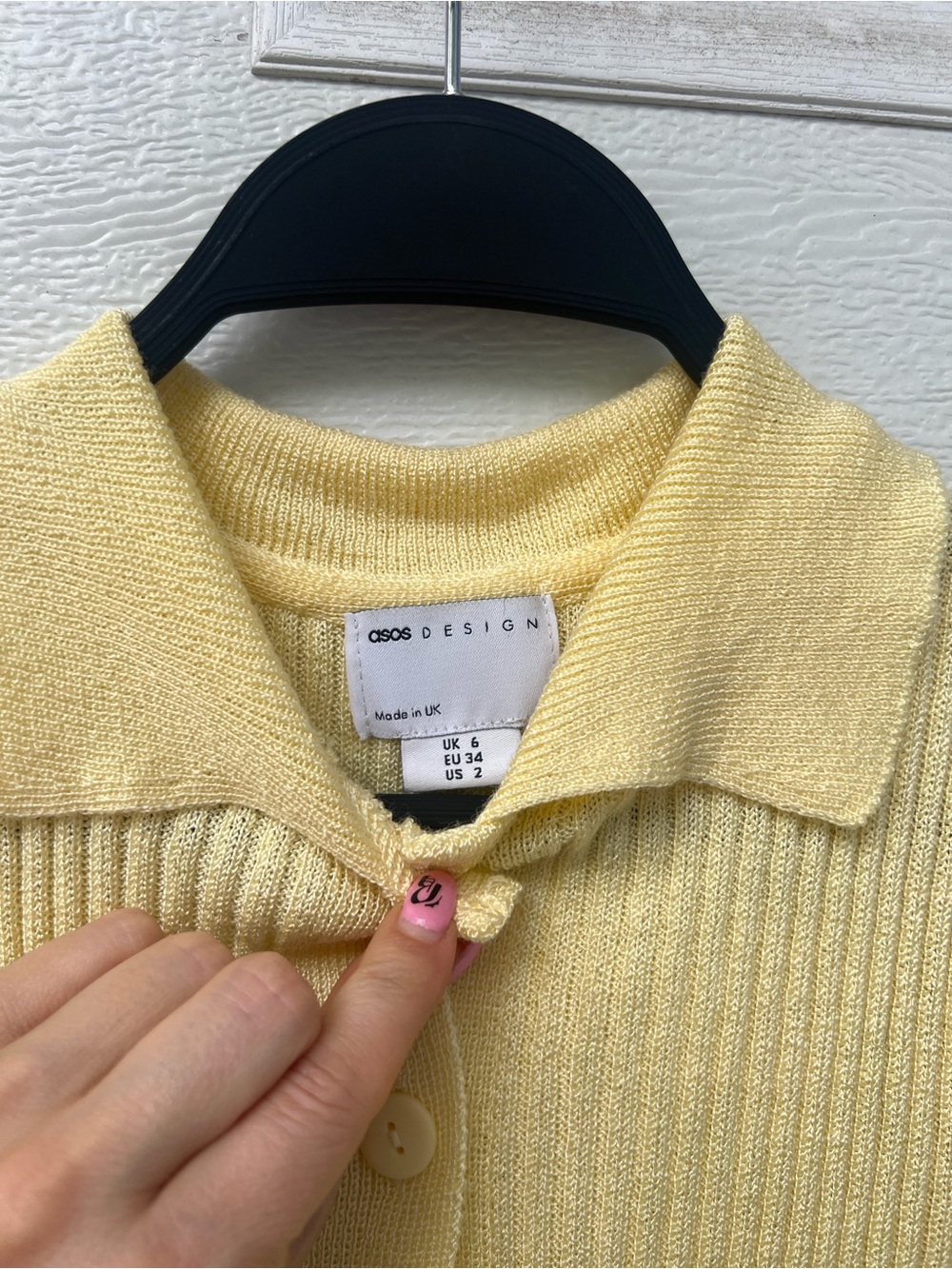 ASOS Butter Yellow Ribbed Short Sleeve Button-Down Top - Picture 4 of 6